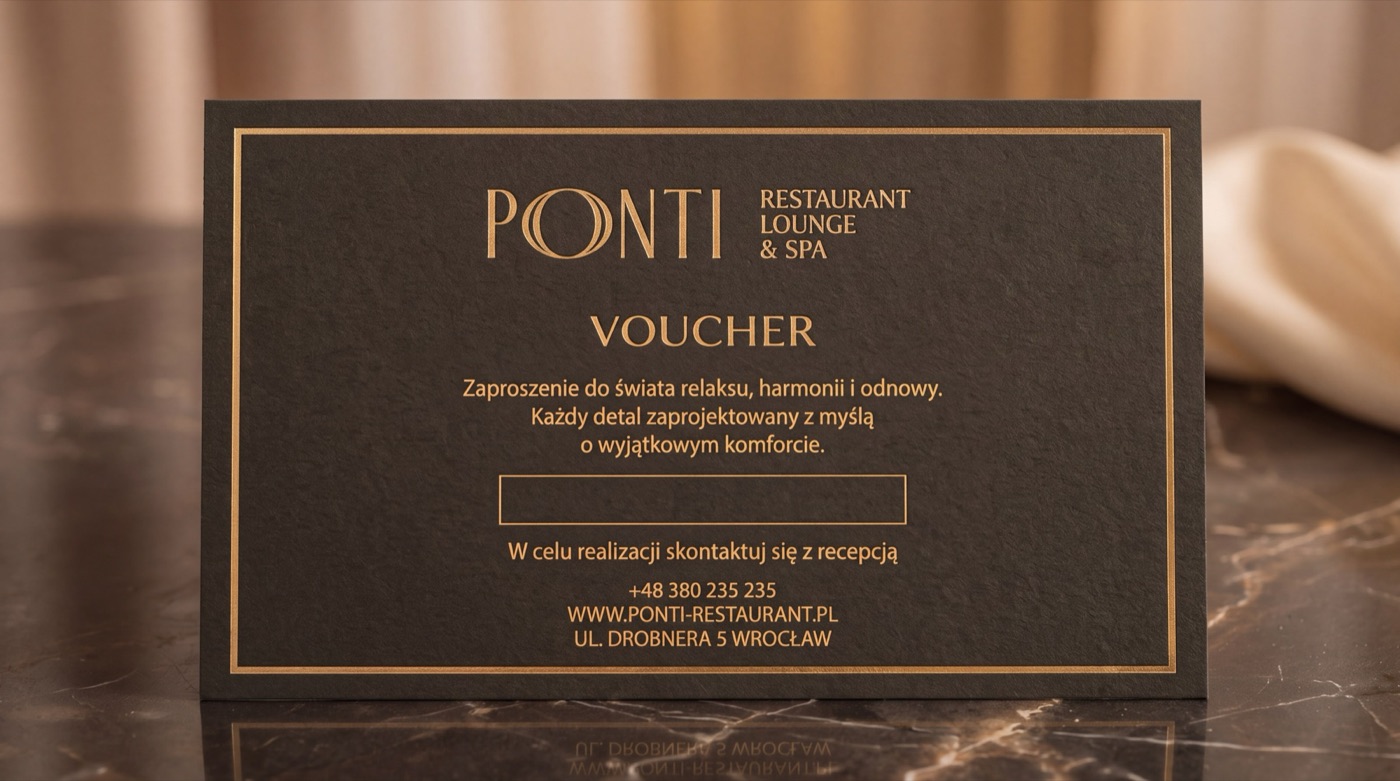 Papierowy voucher PONTI ze złoconym drukiem